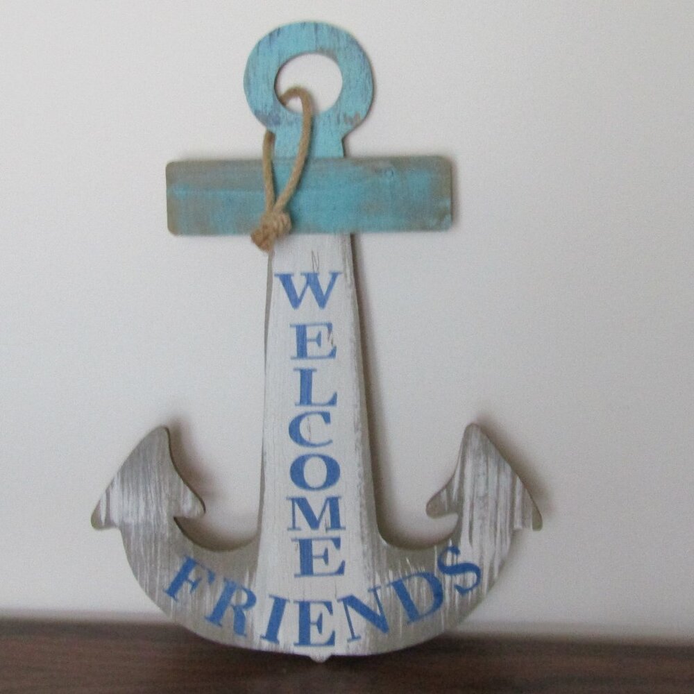 Nautical Welcome Friends Anchor Sign